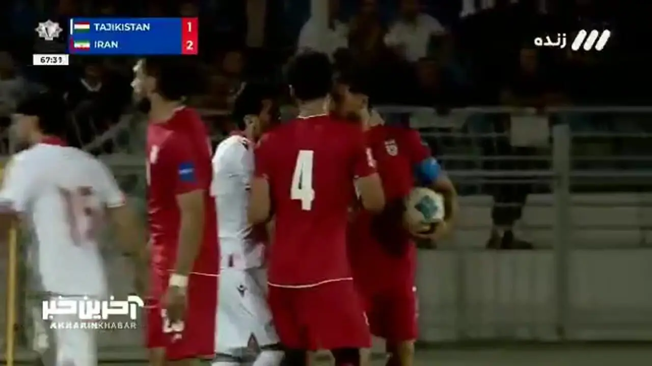 درگیری عجیب بازیکن تاجیکستان و رامین رضاییان