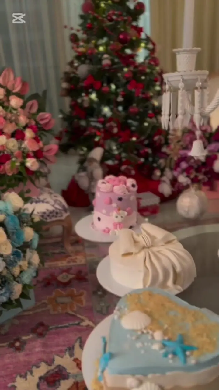 تولد لاکچری سارا منجزی‌پور در کنار درخت کریسمس